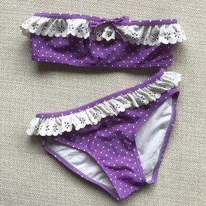 Pegasus Ruffled Purple Polka Dot Bikini with Removable Straps